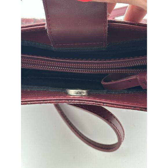 Genuine Leather Burgundy Satchel for Women Top Handle Handbag Crossbody VTG - Picture 9 of 9